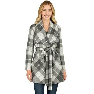 Matilda Jane Gray Plaid Trench Coat
